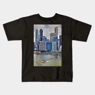 Amphibious Vehicle in front of Singapore Skyline Kids T-Shirt